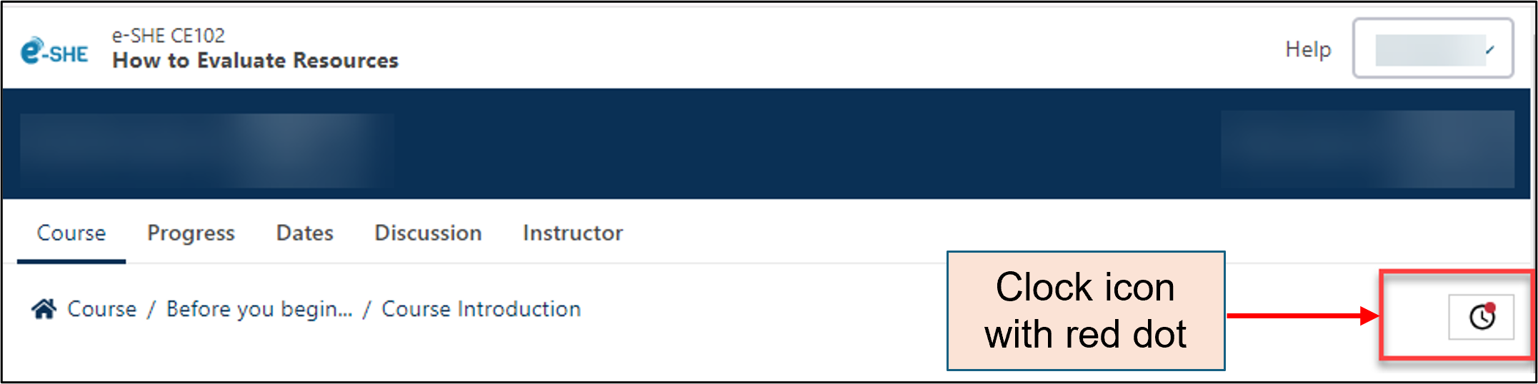 What is the Red Dot on the Clock Icon in My Course?